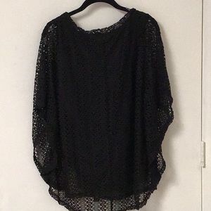 Covington Black Lace Batwing 2X Top
